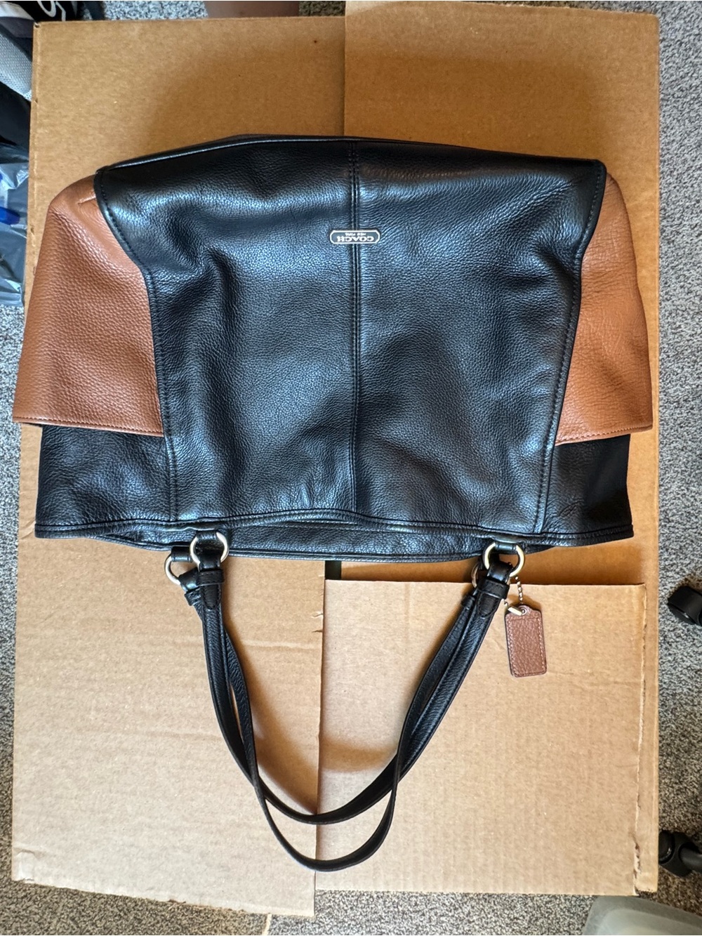 Coach Black and Brown Leather Tote